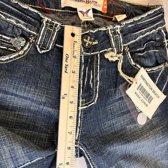 NWT Laguna Beach Jean Co. Hand Stitched Hand Made Blue Denim Jeans Size 28 - Picture 10 of 12